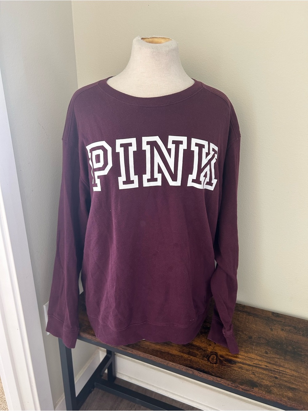 PINK Victoria's Secret Plum Crewneck Sweatshirt with White Logo